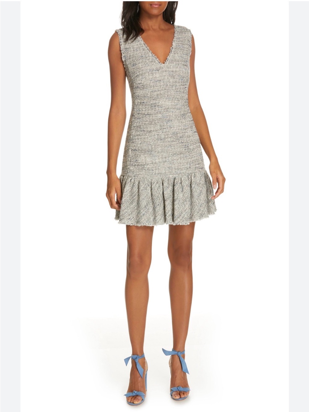 Rebecca Taylor Size Gray Tweed Sleeveless V-Neck Dress NWT Size 6